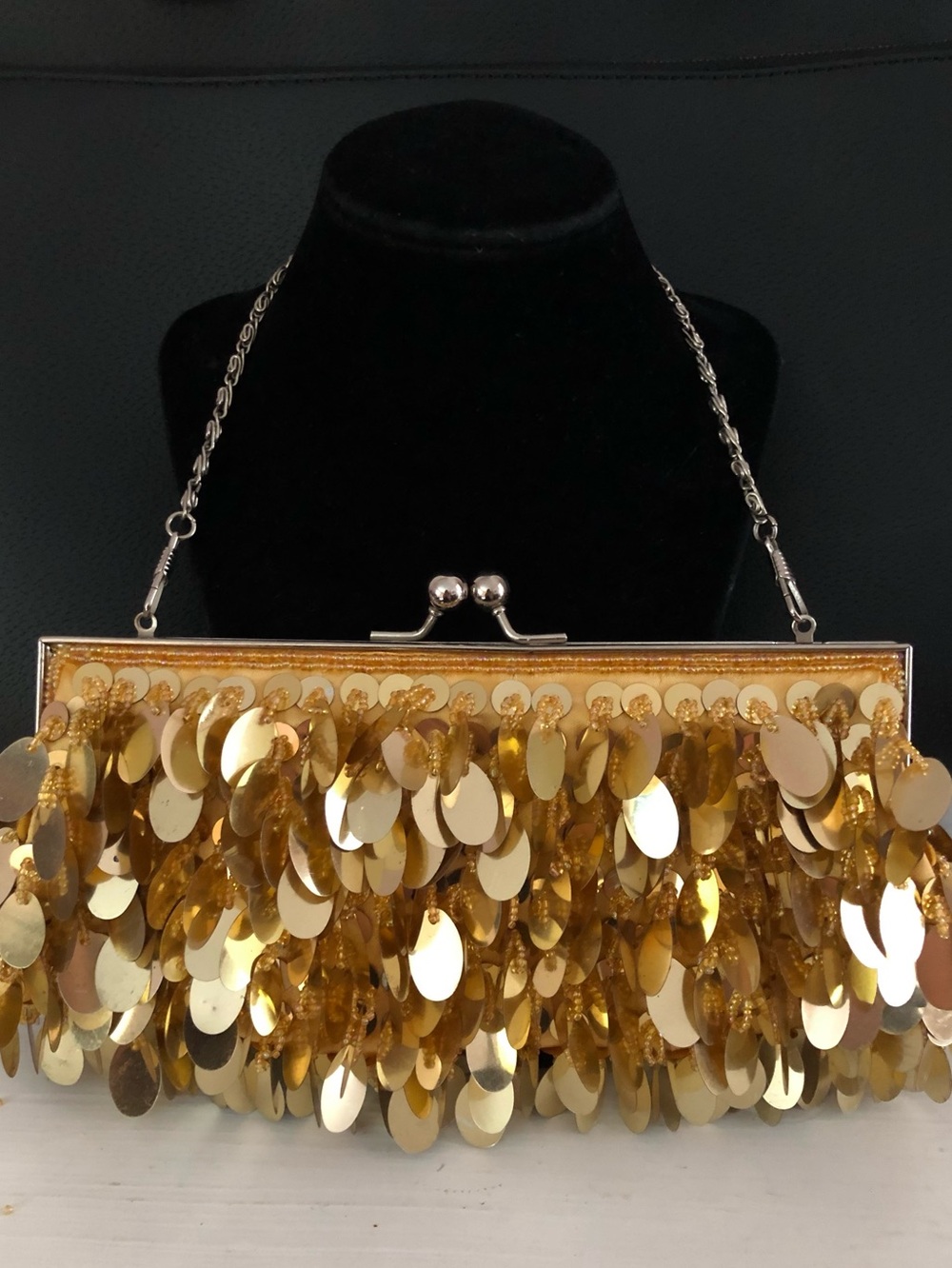 Vintage Gold Glittering Sequin Evening Handbag